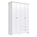 Ver imagem 3 de Guarda-Roupa Roupeiro Solteiro 4 Portas 2 Gavetas 120cm Branco e Ipê - Decibal