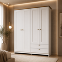 Ver imagem 1 de Guarda Roupa Solteiro 4 Portas 2 Gavetas 120cm RP2425 Branco/Ipê - Decibal