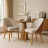 Kit 06 Cadeiras Poltrona de Jantar Bela Corano Nozes e Linho Bege Pés Palito Castanho - Pallazio - 2