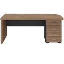 Ver imagem 3 de Mesa para Escritório Home Office Gaveteiro Direito Atria Executiva A02 Nogal Preto - Lyam Decor