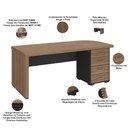 Ver imagem 4 de Mesa para Escritório Home Office Gaveteiro Direito Atria Executiva A02 Nogal Preto - Lyam Decor