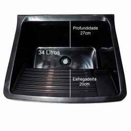 Gabinete para Lavanderia 53cm com Tanque 34 Litros + Sifão Cor: Tanque Preto - 4
