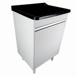 Gabinete para Lavanderia 53cm com Tanque 34 Litros + Sifão Cor: Tanque Preto - 1