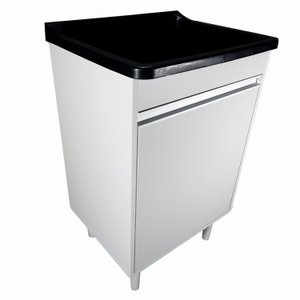 Gabinete para Lavanderia 53cm com Tanque 34 Litros + Sifão Cor: Tanque Preto