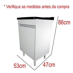 Gabinete para Lavanderia 53cm com Tanque 34 Litros + Sifão Cor: Tanque Preto - 2