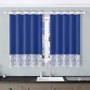 Ver imagem 1 de Cortina Valência 2,60x1,50 Tecido/Renda Cozinha - Azul Royal