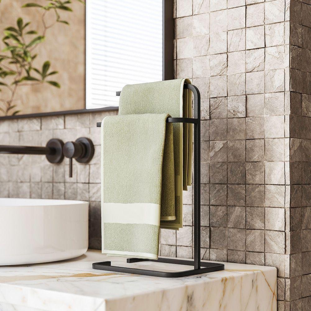 Porta Toalha Duplo Lavabo Bancada Preto Industrial Ka Moveis - 3