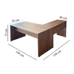 Estação de Trabalho Mesa Escrivaninha em L 148x148 Nogal/preto Realme Mesa para Escritório Estilo em - 4