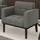 Ver imagem 2 de Poltrona Decorativa Base Madeira Preto Ana Suede Grafite - Ibiza
