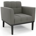 Ver imagem 1 de Poltrona Decorativa Base Madeira Preto Ana Suede Grafite - Ibiza