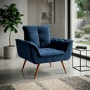 Ver imagem 1 de Poltrona Duala Velut Azul Decorativa com Pés Palito - King House