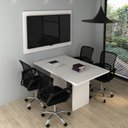 Ver imagem 1 de Kit com Mesa para Reunião 4 Lugares e Painel para TV até 55 Polegadas Branco