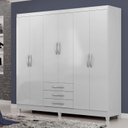 Ver imagem 2 de Guarda Roupa Casal 6 Portas 3 Gavetas 180cm Branco Megasul