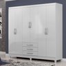 Guarda Roupa Casal 6 Portas 3 Gavetas 180cm Branco Megasul - 2