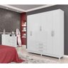 Guarda Roupa Casal 6 Portas 3 Gavetas 180cm Branco Megasul - 7