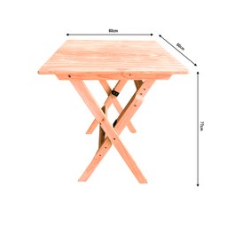 Conjunto Mesa Dobrável para Bar e Lanchonetes 60x60cm com 2 Cadeiras em Madeira Maciça - Cru - 5