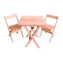 Ver imagem 2 de Conjunto Mesa Dobrável para Bar e Lanchonetes 60x60cm com 2 Cadeiras em Madeira Maciça - Cru