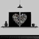 Ver imagem 2 de Kit 2 Quadros Coração De Diamantes 33x24cm - com vidro:Madeira branca