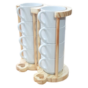 Ver imagem 3 de Kit Jogo 8 Xicaras Café/chá Hotel 200ml Empilháveis C/ Suporte Pinus - Porcelana Branca