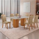 Ver imagem 7 de Mesa de Jantar Eloise 180cm Tampo MDF Vidro Canto Copo com 6 Cadeiras Lorena Moderna Mobília