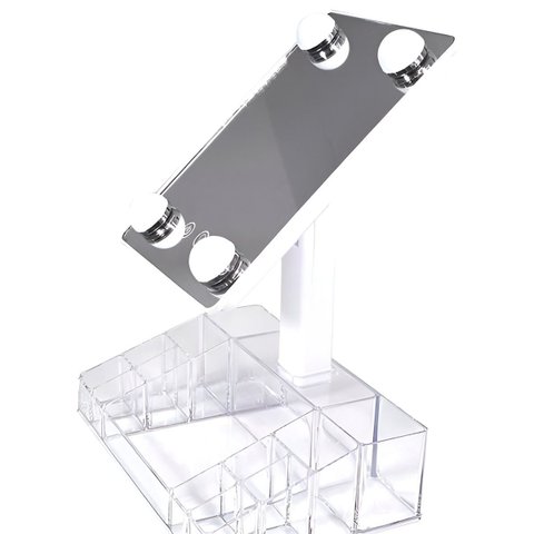 Espelho de Mesa Retrátil Porta Maquiagem Compartimentos