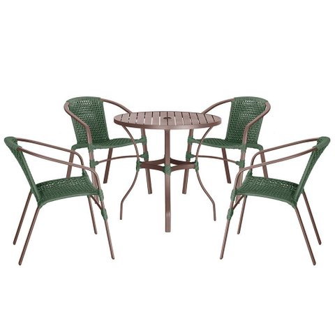 04 Cadeiras Floripa e Mesa Roma 80cm Marrom e Corda Nautica Trama Original