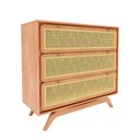 Ver imagem 1 de Cômoda Ricco 3 Gavetas Laminado com Madeirado e Palhinha Amêndoa