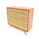 Ver imagem 2 de Cômoda Ricco 3 Gavetas Laminado com Madeirado e Palhinha Amêndoa