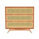 Ver imagem 3 de Cômoda Ricco 3 Gavetas Laminado com Madeirado e Palhinha Amêndoa