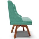 Ver imagem 6 de Kit 6 Cadeiras Decorativas Sala de Jantar Base Fixa de Madeira Firenze Veludo Preto/Castanho G19 - G