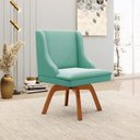 Ver imagem 2 de Kit 6 Cadeiras Decorativas Sala de Jantar Base Fixa de Madeira Firenze Veludo Preto/Castanho G19 - G
