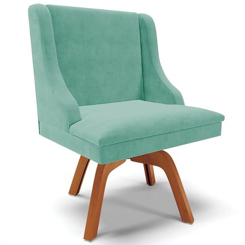 Kit 6 Cadeiras Decorativas Sala de Jantar Base Fixa de Madeira Firenze Veludo Preto/Castanho G19 - G