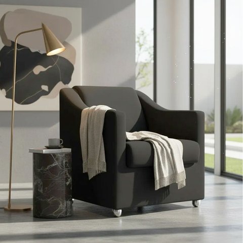 Poltrona Decorativa Mila Confortável para Sala Recepção Manicure Barbearia Consultório Pés Cromado