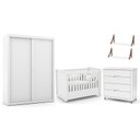 Ver imagem 1 de Dormitório Tutto New 2 Portas, Cômoda, Berço Branco Soft e Prateleiras - Matic Móveis