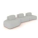 Ver imagem 1 de Sofá 3 Lugares Orgânico com Chaise e 2 Módulos Berlim Bouclê Cinza Claro/off White K01 - D’Rossi