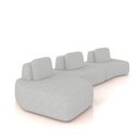 Ver imagem 2 de Sofá 3 Lugares Orgânico com Chaise e 2 Módulos Berlim Bouclê Cinza Claro/off White K01 - D’Rossi