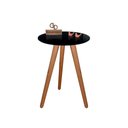 Ver imagem 1 de Mesa de Canto Pés Palito Amadeirado com Tampo Vidro 35cm Preto 50cm