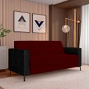 Ver imagem 2 de Sofá Living Decorativo Houston 2 Lugares 180cm Pés em Metal Veludo/ Pu Bordô/ Preto G33 - Gran Belo