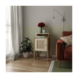 Mesa de Apoio Retangular Artely Charlote 4519 Carvalho/Off White - 2 Mesa de Apoio Retangular Artely Charlote 4519 Carvalho/Off White - 2