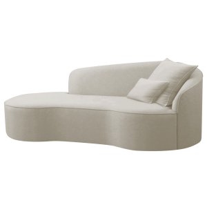 Divã Recamier Curvo Sala de Estar Inglaterra Lado Esquerdo 180cm Linho Bege - Incasa Decor