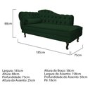 Ver imagem 4 de Kit Diva Recamier Juliana 185cm Lado Direito e 02 Poltronas Classic Suede Verde - Amarena Móveis