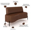 Ver imagem 4 de Sofá Chaise 2 Lugares Sala Living 160cm Pés Industrial Cayman K01 Couríssimo Marrom - Lyam Decor