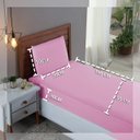 Ver imagem 2 de Kit Lençol de Solteiro 300 Fios Algodão 2 Peças Conjunto com Elástico e Fronha:rosa Bebe