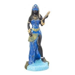 Imagem Orixa Oxum Azul Escultura Resina Estatua 25 Cm
