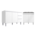 Ver imagem 1 de Kit Balcão Gabinete para Pia Andreia 120cm C/ Balcão Cooktop 4 ou 5 Bocas - Ajl Móveis