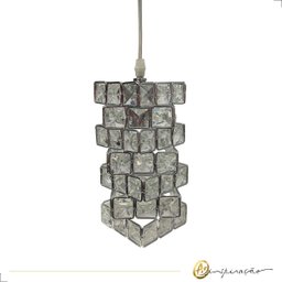 Lustre Pendente Cravejado Cristais Torcido Quadrado P/lavabo - 2