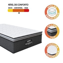Colchão Solteiro GAZIN Molas Ensacadas 88x188x28cm Cinza/branco Suporta Até 120kg Cinza / Branco - 2