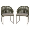 Ver imagem 1 de 2 Cadeira Noronha Aluminio Micro Pintura Champanhe, Tr. Telinha Corda Nautica Verde Militar,