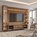 Ver imagem 1 de Estante TV 85 pol Prateleiras e Cristaleira Vidro Reflecta 100% MDF LED Lincoln Float 91cm Canella