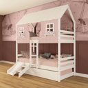 Ver imagem 1 de Treliche Casinha Encantada com Kit Escada/ Escorregador Madeira Maciça Rosa/ Branco Megamobilia